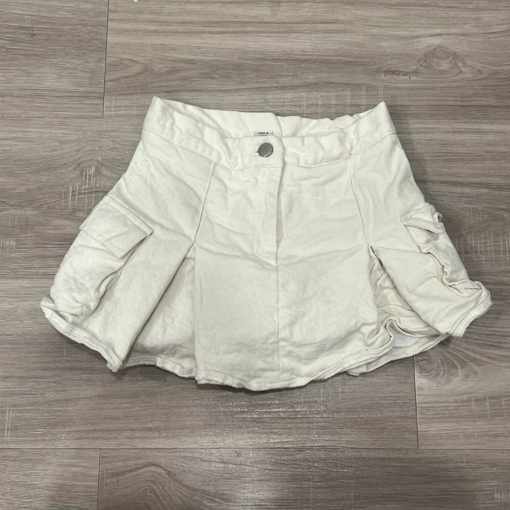 Cream Cargo Mini Skirt with Pockets
